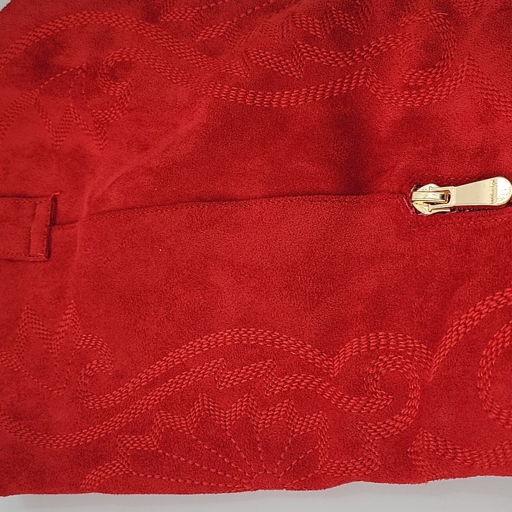 Red Suede Knee-High Boots - Picture 15 of 16